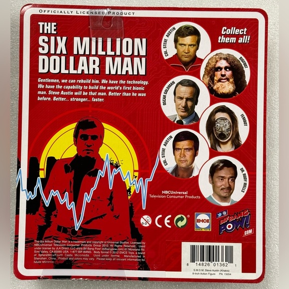 Six Million Dollar Man Steve Austin Mustache Action Figure By Bif Bang Pow 2012 - Picture 7 of 10